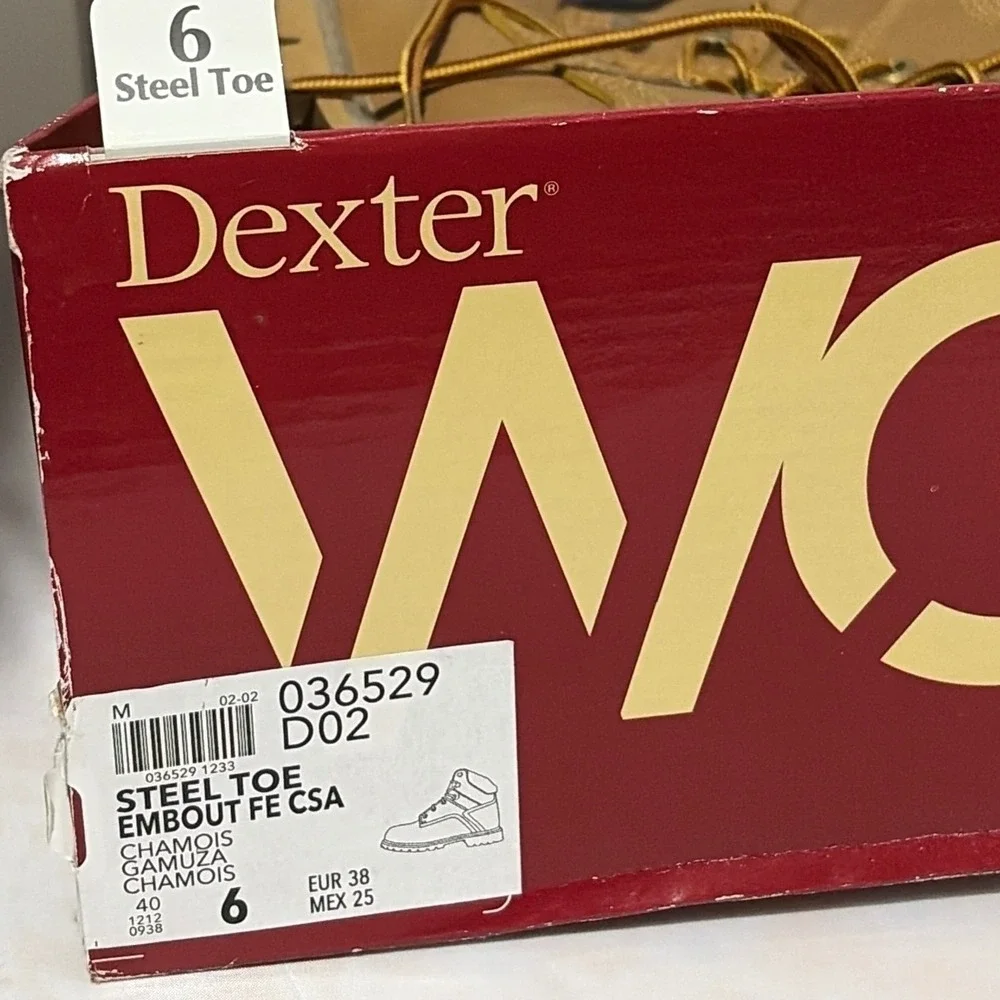 Dexter Mens Work Boots Tan Steel Safety Toe Oil Resistant Skid Resistant Size 6